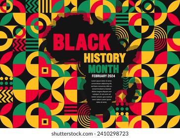 African American Black history month colorful lettering typography with African map Neo geometric seamless pattern background Celebrated February in united state and Canada. Juneteenth Independence