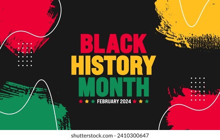 African American Black history month colorful lettering typography with ink paint brush stroke background Celebrated February in united state and Canada. Juneteenth Independence Day. Kwanzaa.