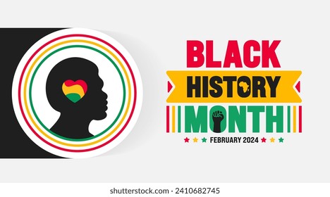 African American Black history month colorful lettering text typography with African man background. Celebrated February in united state and Canada. Juneteenth Independence Day. Kwanzaa