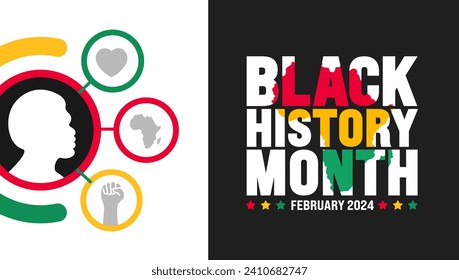 African American Black history month colorful lettering text typography with African man background. Celebrated February in united state and Canada. Juneteenth Independence Day. Kwanzaa