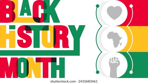 African American Black history month 2024 colorful lettering typography with background Celebrated February in united state and Canada. Juneteenth Independence Day. Kwanzaa.