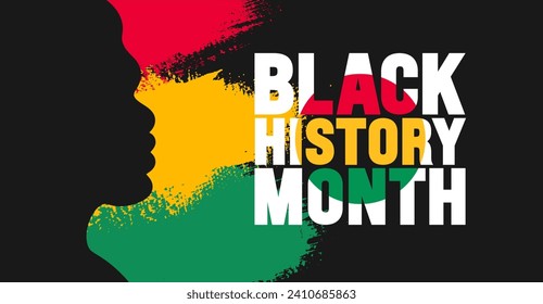 African American Black history month colorful lettering typography with ink paint brush stroke and African man background Celebrated February in united state and Canada. Juneteenth Independence Day.