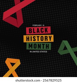 African American black history month greeting design with solidarity ribbon illustration. Best for global black history month celebration on February and October. 