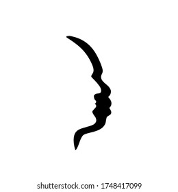 African american black and white men as a symbol of equality. Men's profile side view. Justice and friendship. Emblem for problem of racial inequality and systemic racism. Isolated.