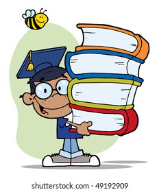 African American Boy With Books In Their Hands
