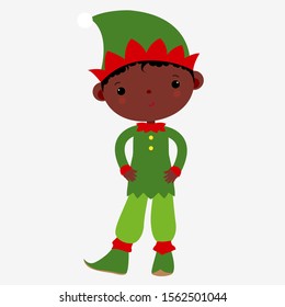 African american boy elf santa helper.