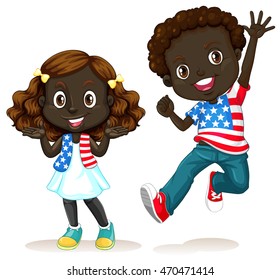African American boy and girl illustration