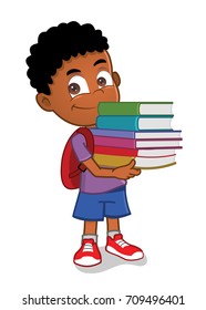 African american boy holding books