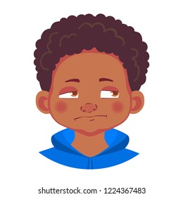 African american boy icon. Portrait of african boy vector illustrations