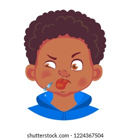 African american boy icon. Portrait of african boy vector illustrations