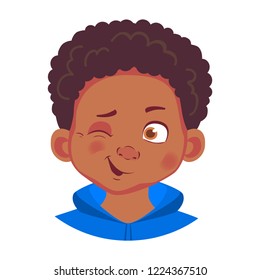 African american boy icon. Portrait of african boy vector illustrations