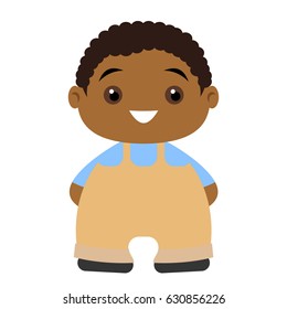 african american boy in overalls 