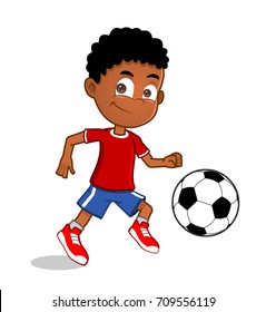 African American Boy Playing Soccer