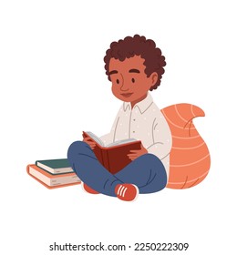 African American boy reading a book. Concept design