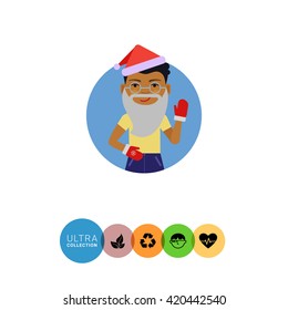 African American boy wearing Santa hat