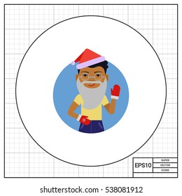 African American boy wearing Santa hat