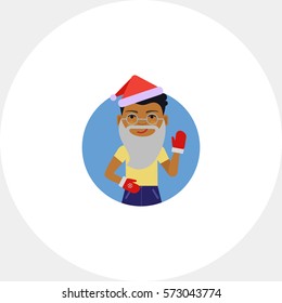 African American boy wearing Santa hat