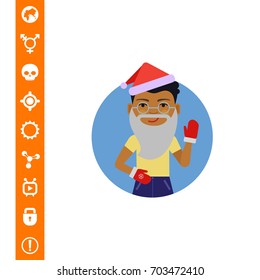 African American boy wearing Santa hat