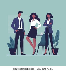 African American Business People - Black History Month Flat Cartoon Vector Illustration Business team, A group of people dressed in strict suits, Businesswoman character, people consulting