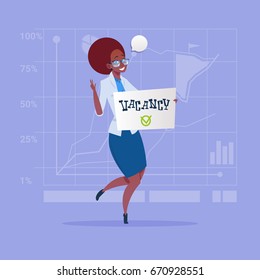 African American Business Woman Hired On Vacancy Recruitment New Job Position Concept Flat Vector Illustration