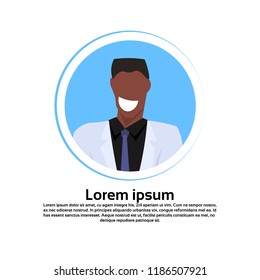 african american businessman avatar happy face profile male cartoon character portrait isolated flat copy space vector illustration