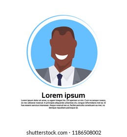 african american businessman avatar happy face profile male cartoon character portrait isolated flat copy space vector illustration