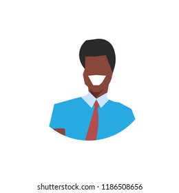 african american businessman avatar happy face profile male cartoon character portrait isolated flat vector illustration