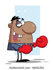 African American Businessman with Black Eye Wears Boxing Gloves,background