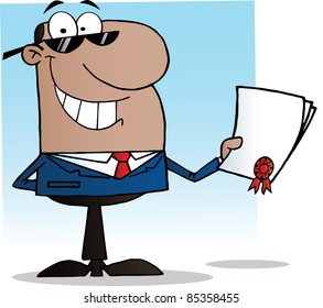 African American Businessman Showing Contract