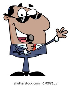 African American Businessman Talking Into A Microphone