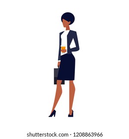 African American Businesswoman Briefcase Coffee Hand Stock Vector ...