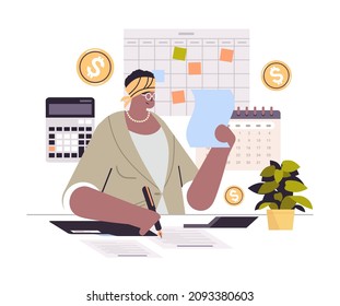 african american businesswoman calculating invoice on accounting bookkeeper clerk woman advisor auditor