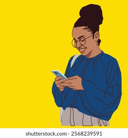African American businesswoman checking her mobile phone messages