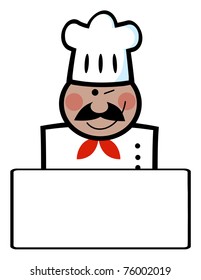 African American Chef Man Face Cartoon Mascot Banner