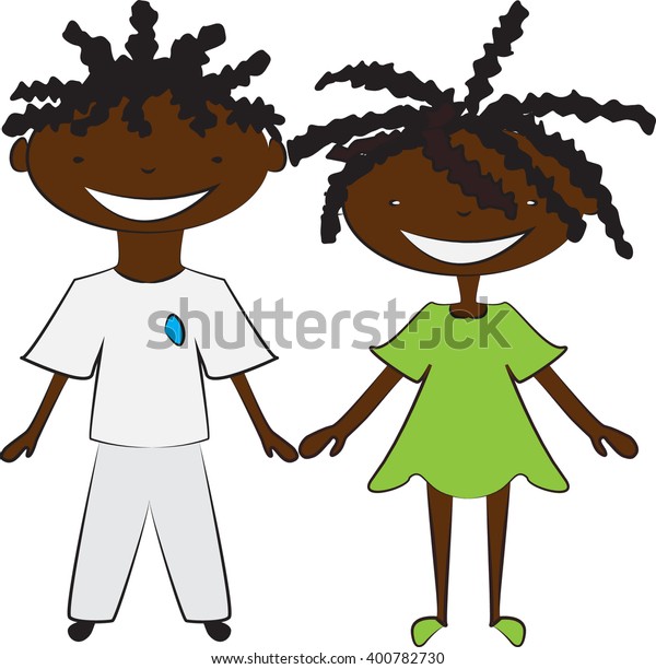 African American Children Black Boy Black Stock Vektorgrafik