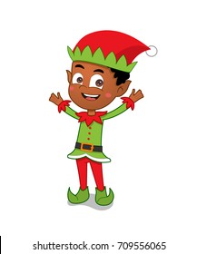 African American Christmas Elf Boy Stock Vector (Royalty Free ...