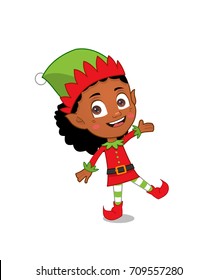 African American Christmas Elf Girl