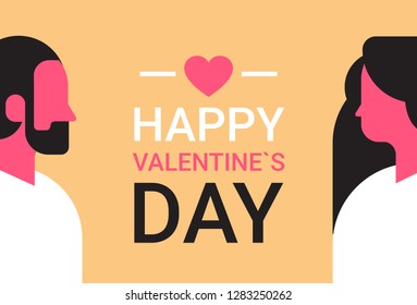 african american couple looking each other happy valentines day holiday concept man woman in love male female portrait head profile avatar horizontal greeting card