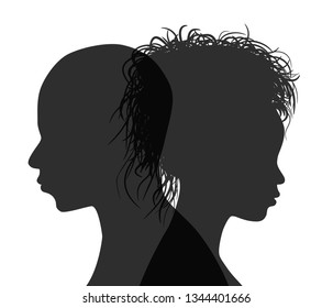 African American couple profile silhouette isolated. Vector