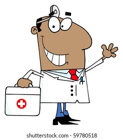 African American Doctor Man Carrying His Medical Bag