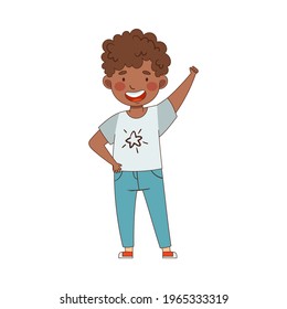African American Emoji Boy Showing Thumb Up Hand Gesture in Approval Vector Illustration