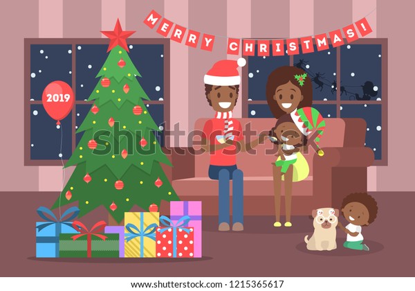 African American Family Have Fun Together Stock Vector Royalty