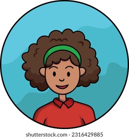 African American female avatar. A hand drawn design.