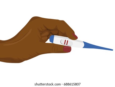 African american female hand holding positive pregnancy test