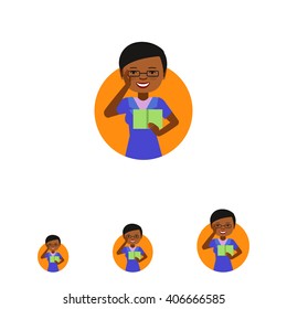 African American female nurse with book