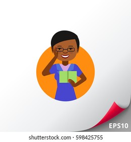 African American female nurse with book