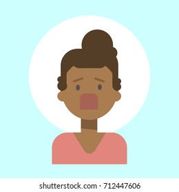 African American Female Screaming Emotion Profile Icon, Woman Cartoon Portrait Face Vector Illustration