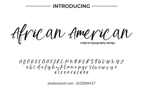 African American Font Stylish brush painted an uppercase vector letters, alphabet, typeface