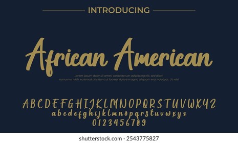 Fonte afro-americana Pincel elegante pintado com letras maiúsculas vetoriais, alfabeto, fonte