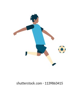 african american football player kick ball isolated sport championship flat full length vector illustration